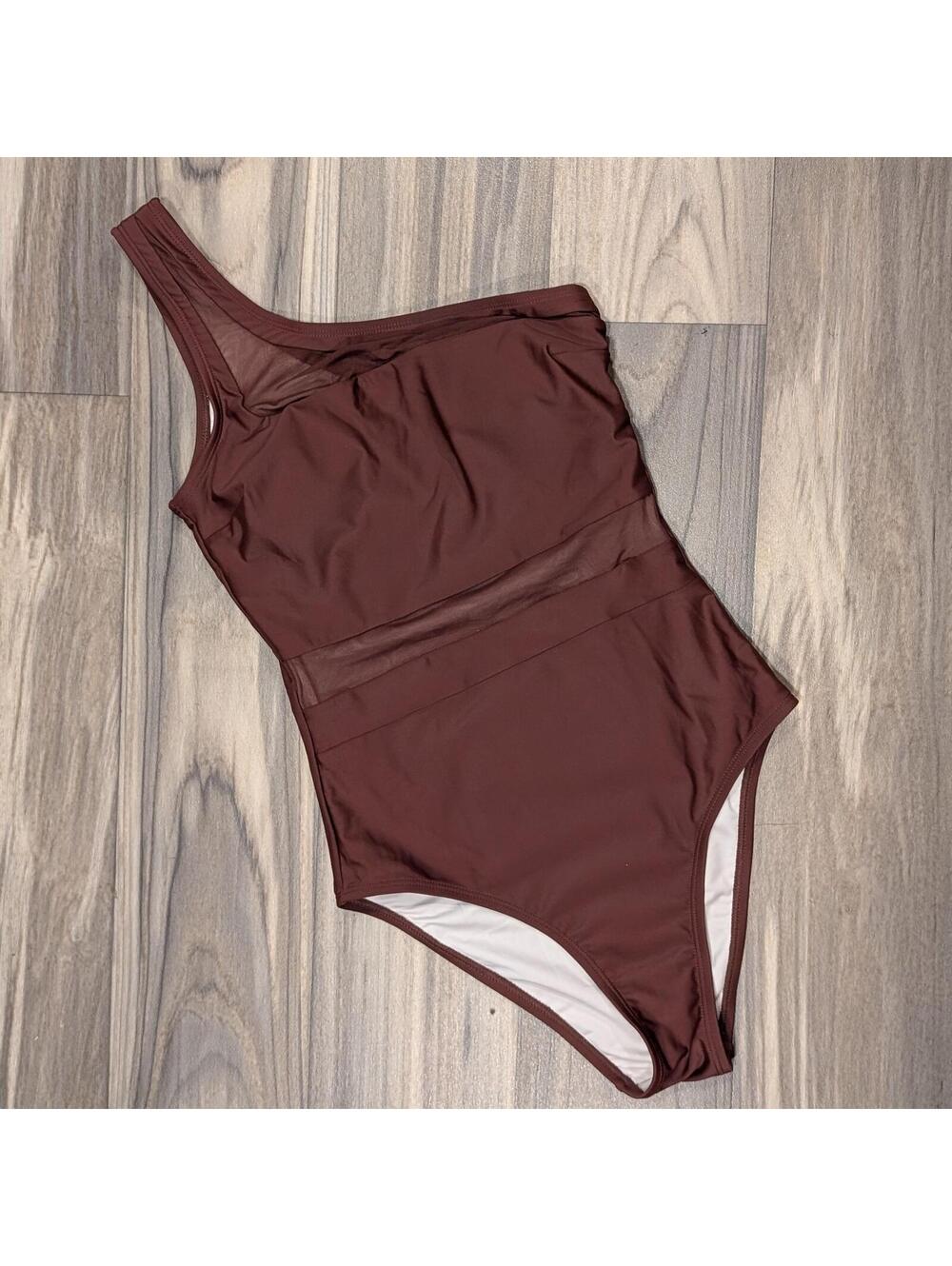 Cupshe One Shoulder Brown One Piece - Size Small